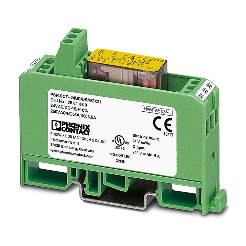 17.5*75*60.5MM relais d'accouplement par contact Phoenix PSR-SCF-24UC/URM/2X21 avec charge de contact