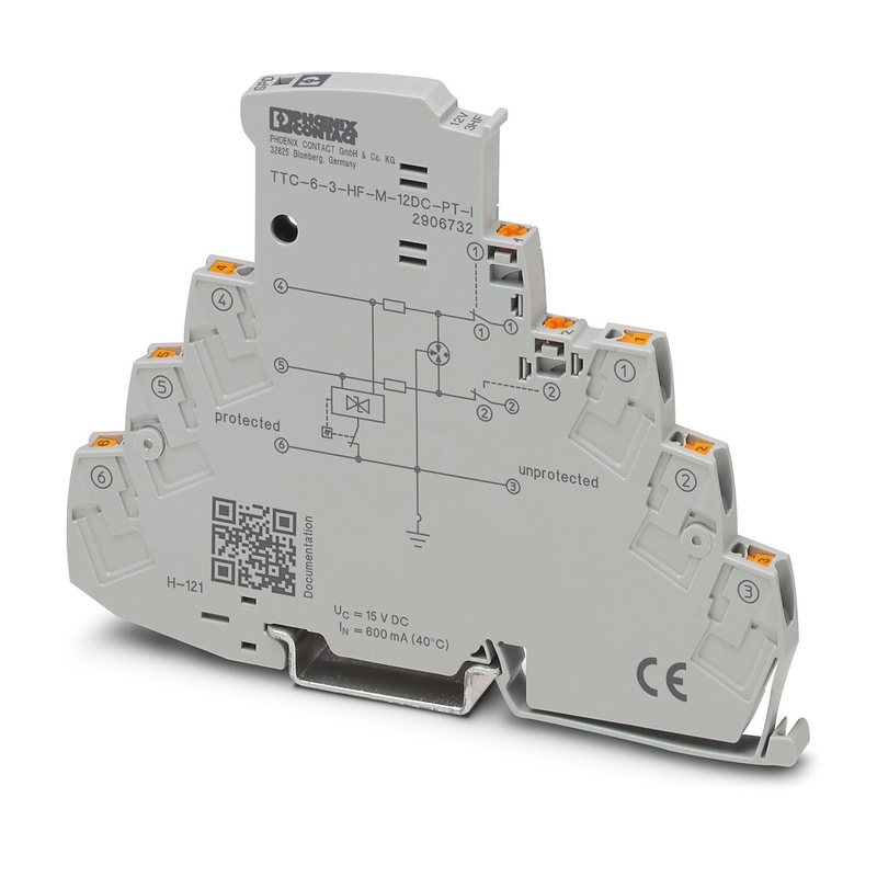 TTC-6-3-HF-M-12DC-PT-I Protecteur contre les surtensions de contact Phoenix 2 pôles 12 V tension nominale CC